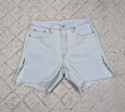 Levis Shorts Womens 29 Blue Light Wash 501 Mid Thigh High Rise Button Fly Slits - Image 1 of 4