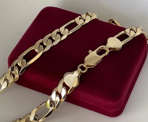 Luxus Goldkette Damen Herren 10mm Figaro Halskette 585er Gold 14K vergoldet 55cm - Bild 1 von 11