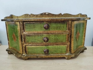 Vintage wooden jewelry box with drawers, 1970s. Florentine craftsmanship (Italy) - Picture 1 of 14