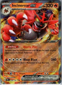 Incineroar ex 034/162 - Pokemon TCG SV05: Temporal Forces - Double Rare (NM) - Picture 1 of 2