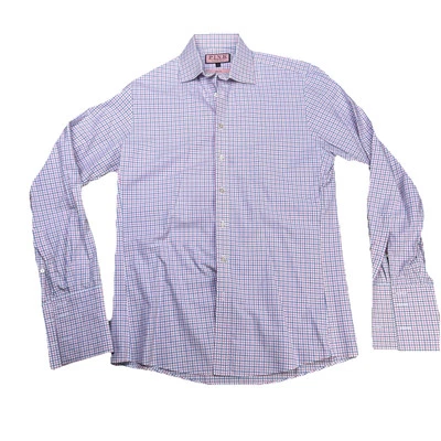 Thomas Pink Gingham French Cuff Spread Collar Men's 15 1/2" Blue & Pink - Image 1 of 4