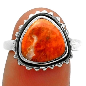 Natural Red Sponge Coral 925 Sterling Silver Ring s.8.5 Jewelry R-1192 - Picture 1 of 5
