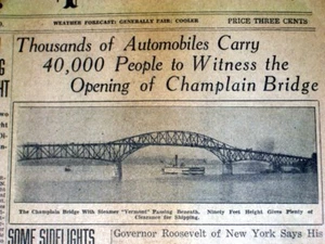 1929~CHAMPLAIN BRIDGE OPENING~HISTORIC NEWSPAPER~BURLINGTON FREE PRESS~BFP~VT~NY - Picture 1 of 12