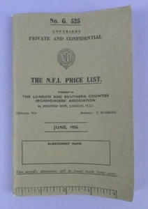 London & Southern Counties Ironmongers Association N.F.I. Preisliste Juni 1956 - Bild 1 von 1