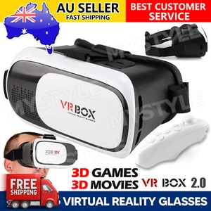 VR Box 3D Virtual Reality Headset Glasses& Bluetooth With Remote For Smartphones - Picture 1 of 11