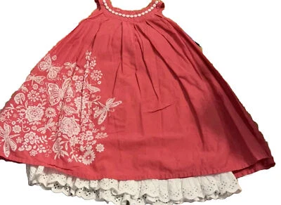 Monsoon baby Pink Dress With white size 12-18 months - Image 1 of 4