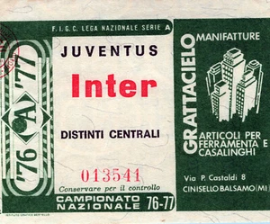 BIGLIETTO STADIO CALCIO SERIE A JUVENTUS-INTER 1976- 1977 .SCANNER RETRO- - Foto 1 di 2