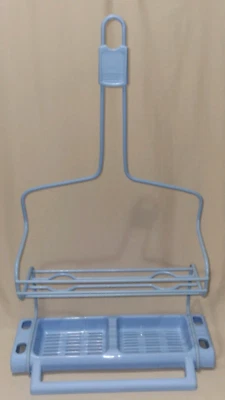 RUBBERMAID Blue Shower Caddy Rubber Coated Metal Removable Plastic Tray CLEAN - Image 1 of 4