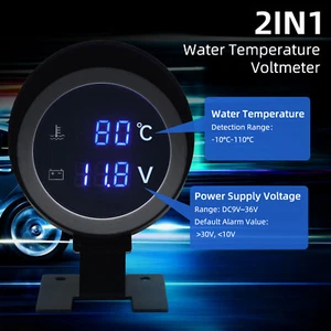 Car LCD Digital Display Blue LED Voltmeter Water Temp Gauge Meter With Sensor - Picture 1 of 16