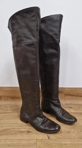 Hobbs brown over knee boots size 37.5 UK 4.5 equestrian leather falt dark READ - Picture 1 of 10
