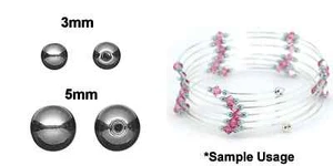10 OR 144 Stainless Steel 3mm OR 5mm Half Drill End Beads for Use w/ MEMORY WIRE - Picture 1 of 8