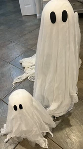 2 Pottery Barn Lit light up ghosts small medium Halloween New wo box - Picture 1 of 2