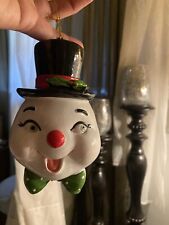 Christmas 6 In Bow Tied Snowman Head Ornament Retro Vintage Mid-century style