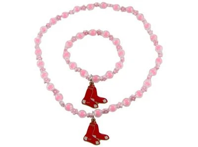 Conjunto de dos piezas de joyería collar elástico rosa de los Medias Rojas de Boston para niñas Foto 1 de 2