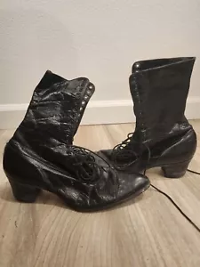 antique Victorian 1800’s Early 1900s black lace boots unique rare vintage - Picture 1 of 13