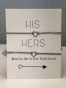 Adventskalender Paararmbänder silbernes Herz graues Band His & Hers Love Neu - Bild 1 von 2
