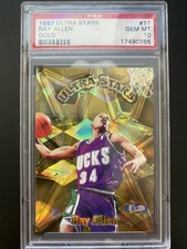 1997 ultra stars gold ray allen  PSA10 "RARE"  bucks