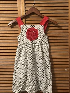 NWOT Flapdoodles Girls Red White & Blue Rose Polka Dot Smocked A-Line Dress; 8 - Picture 1 of 6