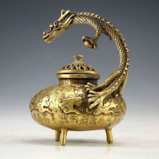 Chinese Vintage Handwork Bronze Carved Dragon Incense Burners
