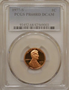 1977-S PCGS PR-68-DCAM proof Lincoln cent deep cameo red DCAM - Picture 1 of 9