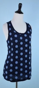 J CREW $188 Blue Sleeveless Lace Flower Overlay Casual Knit Top Size M - Picture 1 of 8