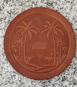 Leder Untersetzer mit tropischem Strand Sonnenuntergang Design, vollnarbig, 4er Set - Bild 1 von 3