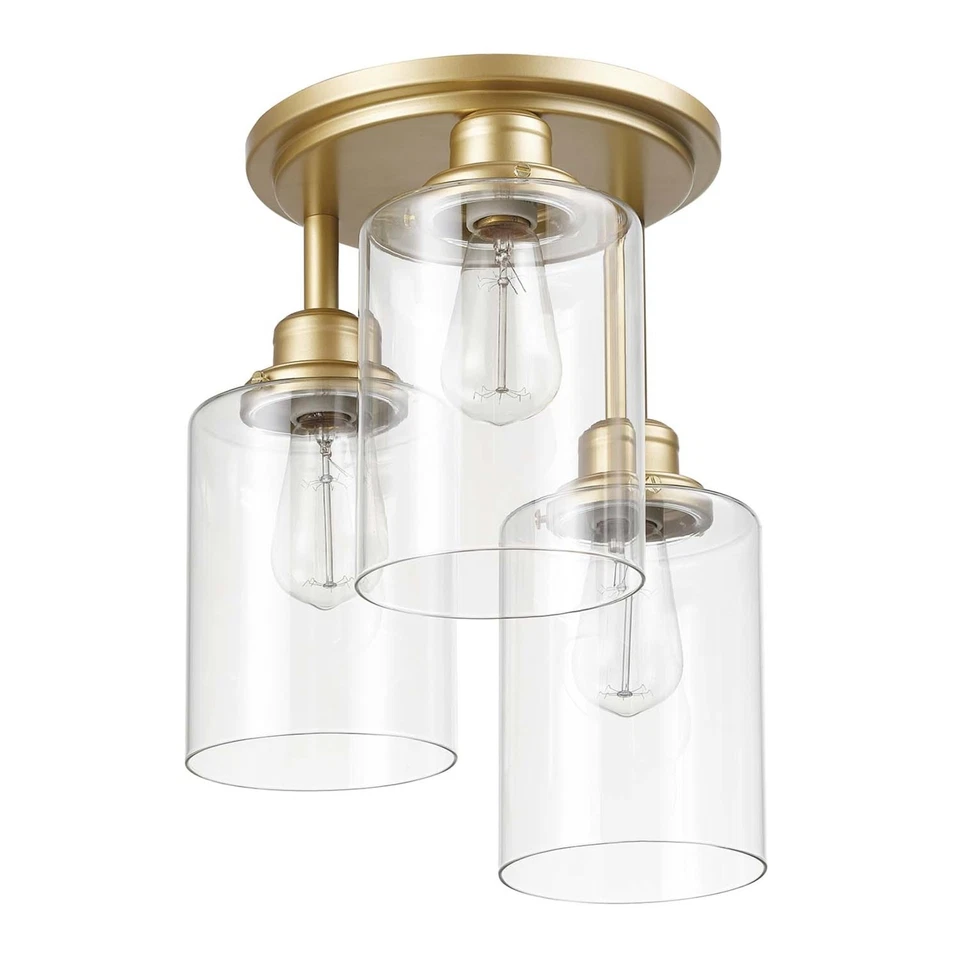 Globe Electric 3-Light Flush Mount Ceiling Light Matte Gold 65457