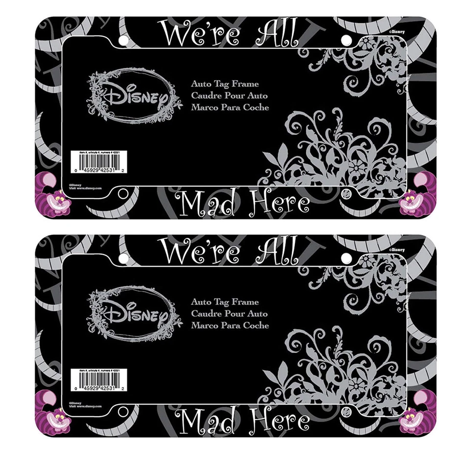 2 пластиковые рамы для номерных знаков Disney Alice in Wonderland Cheshire Cat - Изображение 1 из 1