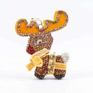 Perlen und Pailletten Rudolph das Rentier Ornament Leewards Handarbeit Vintage 70er - Bild 1 von 8