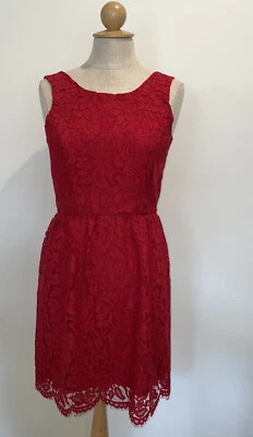 NWT Loft Outlet Dress Women's Lace Red Wide Strap Petite Size 0P - Image 1 of 4