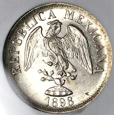 1898-Zs NGC MS 61 Mexico 20 Centavos Zacatecas Mint Silver Coin (25042504C) - Image 1 of 4