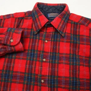 Vintage Pendelton Lodge Hemd Herren groß rot kariert Wolle Tasche Langarm USA - Bild 1 von 10
