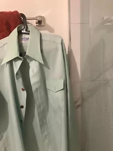 Vintage Schleife Marke Alexanders Longshirt grün großer Kragen 70er Herren Large - Bild 1 von 3