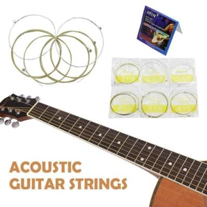 Acoustic Guitar Strings Set Of 6 Gold Coloured Steel FAST Y7Y7 Strings I7J8 - Picture 1 of 17