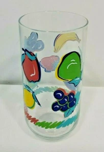 Vaso de beber vintage con patrón de frutas colorido Libbey - Imagen 1 de 7