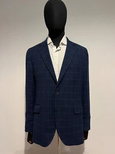 Stunning Hackett Navy Checked Hopsack Summer Jacket Size 42” RRP £650 - Picture 1 of 11