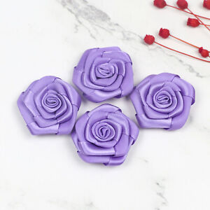 1.5'' Satin Ribbon Roses Flowers 4cm Sewing DIY Crafts Supplies Applique Decals