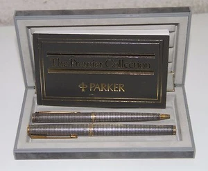 PARKER PREMIER COLLECTION SET. 18K GOLD PARKER NIB. SILVER. FRANCE. 1994 - Picture 1 of 5