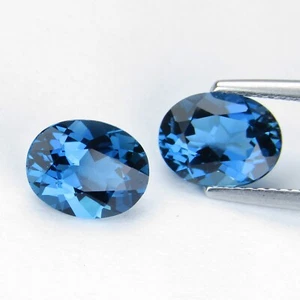 4.40Cts Sparkling Natural London Blue Topaz 9x7mm Oval matching Pair Gemstones - Picture 1 of 5