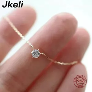 Jkeli 18k Gold Plated 925 Sterling Silver Necklace for Women Unique Shiny Zircon - Imagen 1 de 11