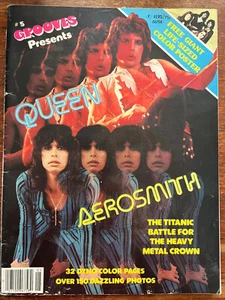 Queen/Aerosmith Grooves magazine 1978 Freddie Mercury Steven Tyler - Picture 1 of 7