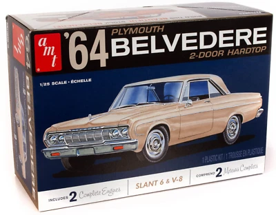 AMT 1964 Plymouth Belvedere 2 Door Hardtop -Slant 6 & V8 1:25 Model Car Kit 1188 - Image 1 of 4