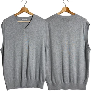 Peter Millar Silk Cashmere V-Neck Sweater Vest Pullover Mens Large Gray Dad NWOT - Picture 1 of 10