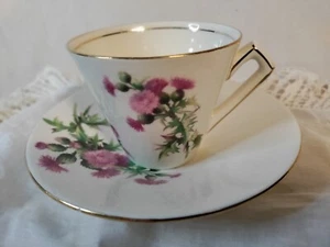 Vintage Royal Winton Grimwade, England - Thistle Porcelain Tea Cup & Saucer - Picture 1 of 9