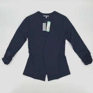 NWT Lemon Tart Women's Ponte Blazer Jacket Size XS Navy Black Polka Dot Stretch - Picture 1 of 18