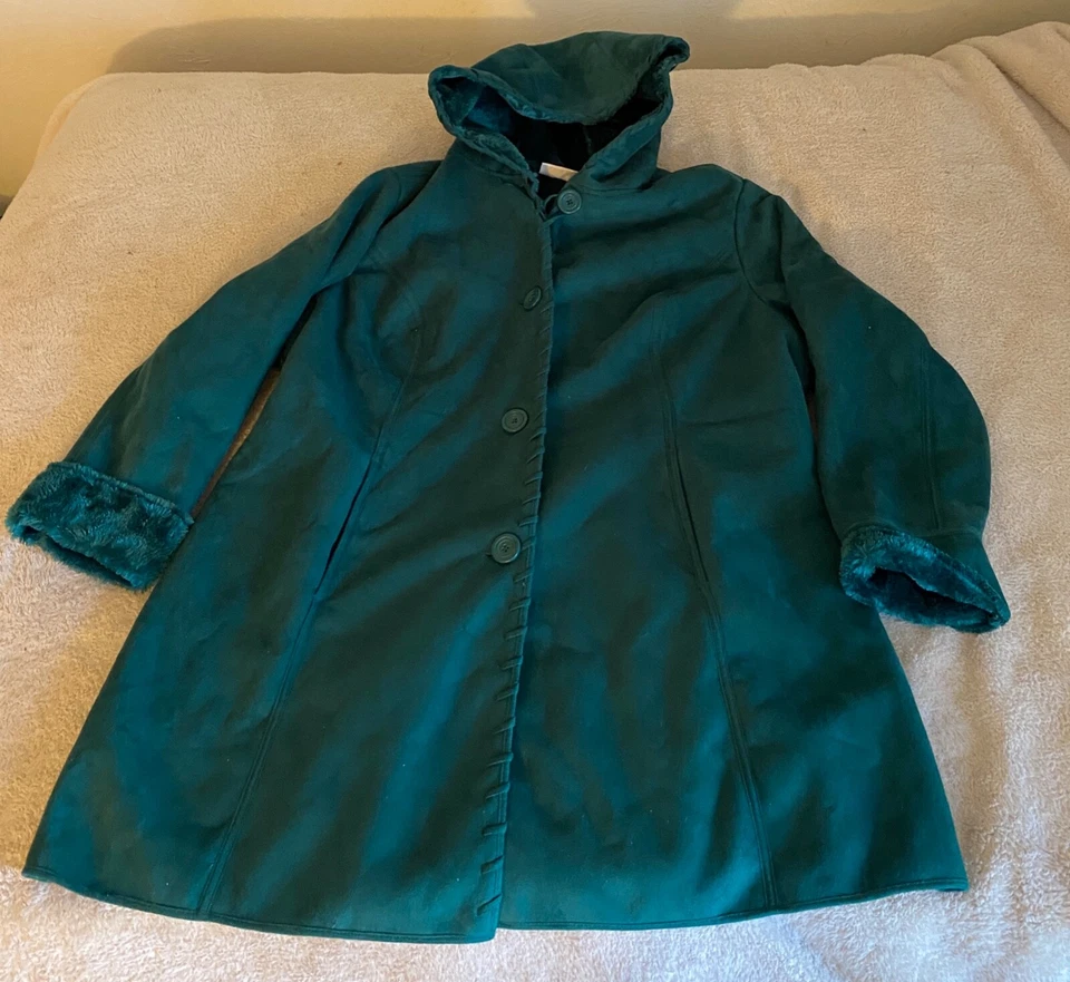 Denim & Co Verde Imitación Gamuza y Piel Whipstitch Mujer 2XL QVC Chaqueta Abrigo Capa Foto 1 de 4