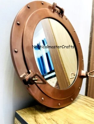Espejo ventana ojo de buey cobre agujero barco 24" acabado ventana pared ventana Foto 1 de 4
