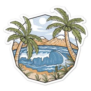Palm Trees Beach Surf, Vinyl Decal Sticker, Indoor Outdoor, 3 Sizes, #8044 - Picture 1 of 1