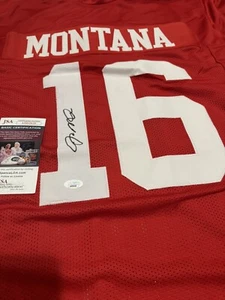 Joe Montana HOF Autographed Red Custom Football Jersey 49ers COA JSA - Picture 1 of 4