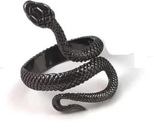 Stainless Steel Snake Adjustable Ring Black For Men and Woman - Picture 1 of 6